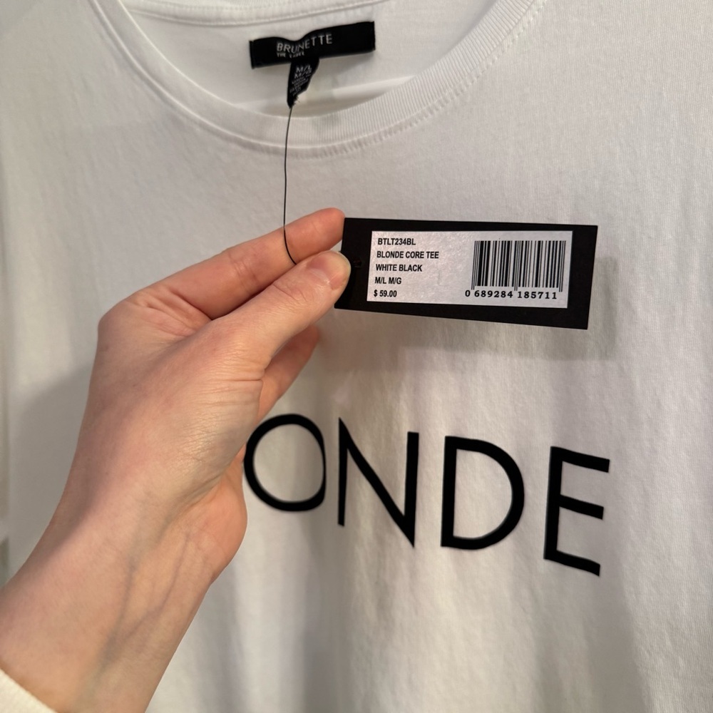Brunette The Label “Blonde” Core Tee White Short Sleeve New W Tags — image 4 of 6